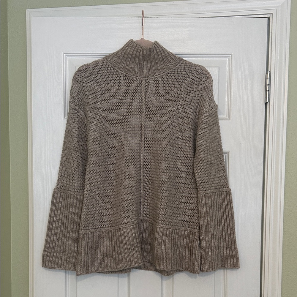 Closed wool and alpaca blend mock neck oversized sleeve sweater in Sand
